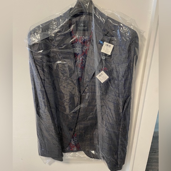 Taylor Byrd Sport Coat Charcoal And Blue Windowpane 46L New With Tags - Picture 11 of 12
